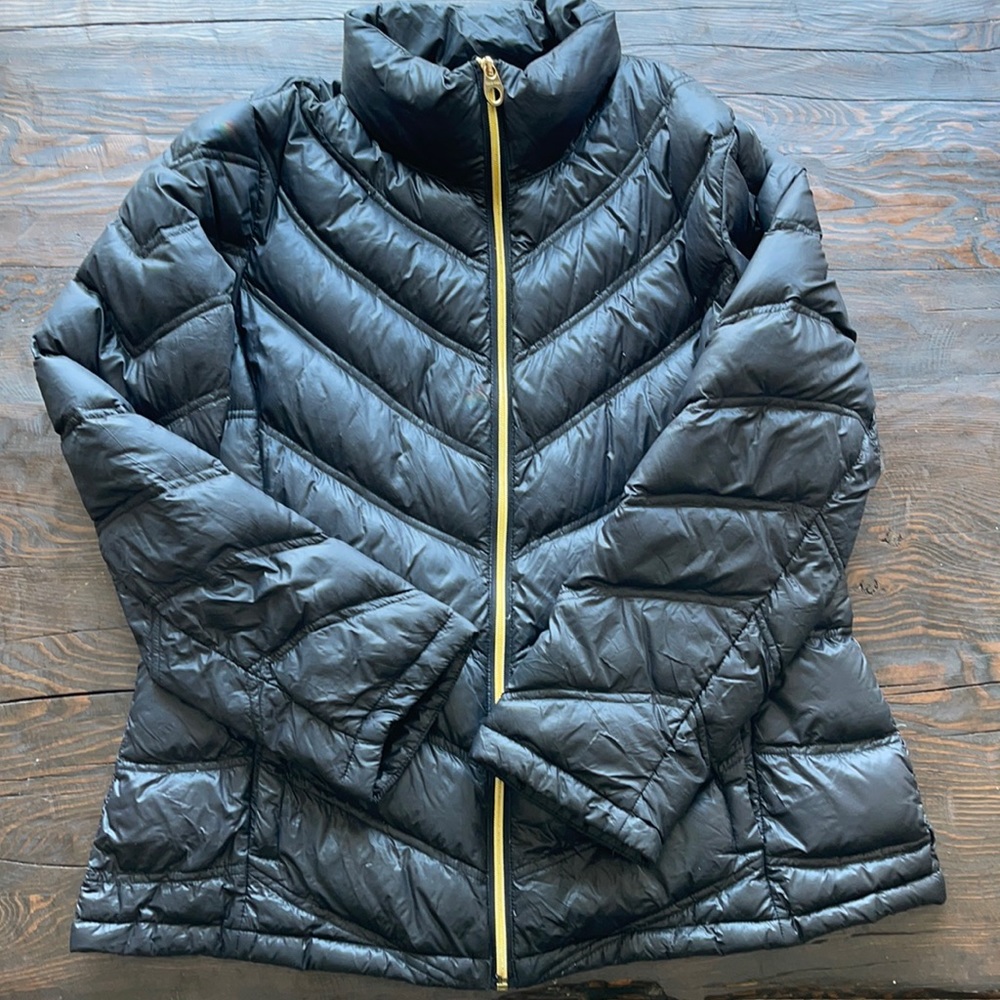 Calvin Klein Black Quilted Puffer Jacket with Gold Zipper